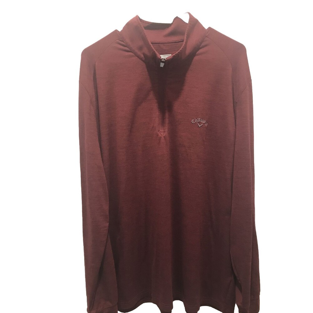 Callaway Golf Fleece Pullover 1/2 Zip Mens XL Burgundy Mock Neck Sweater EUC  Ex